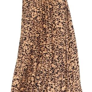 Leopard Print Pleated Skirt